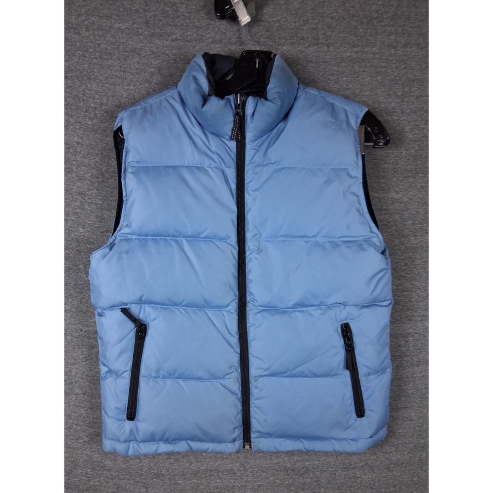 Lands End Womens Jacket Medium Light Blue Goose‎ Down Puffer Vest VTG Reversible